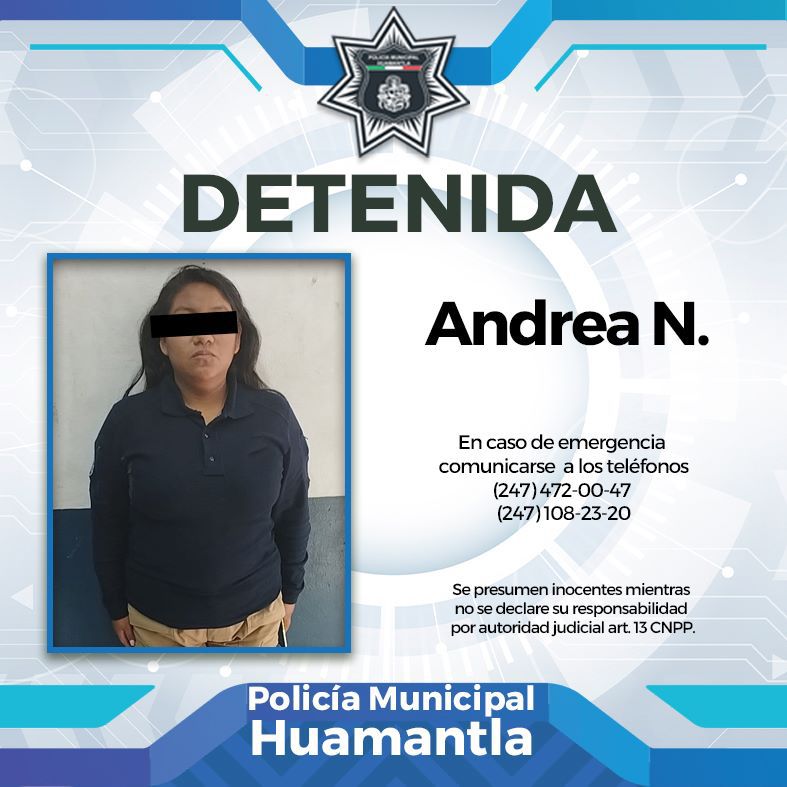 Detiene Policía de Huamantla a una mujer por el delito de robo